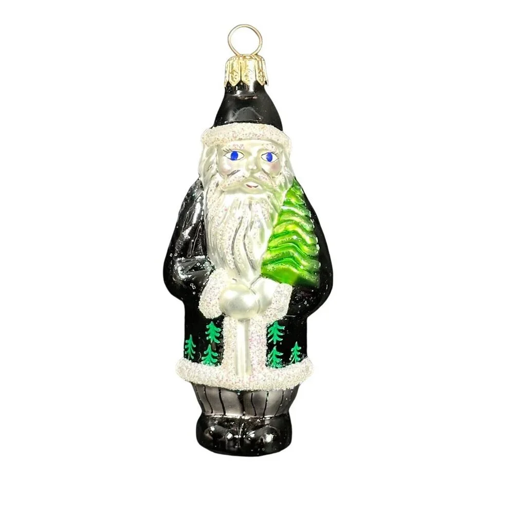 Christopher Radko Santa Claus Ornament Elfin Evening Black‎ Coat with Tree